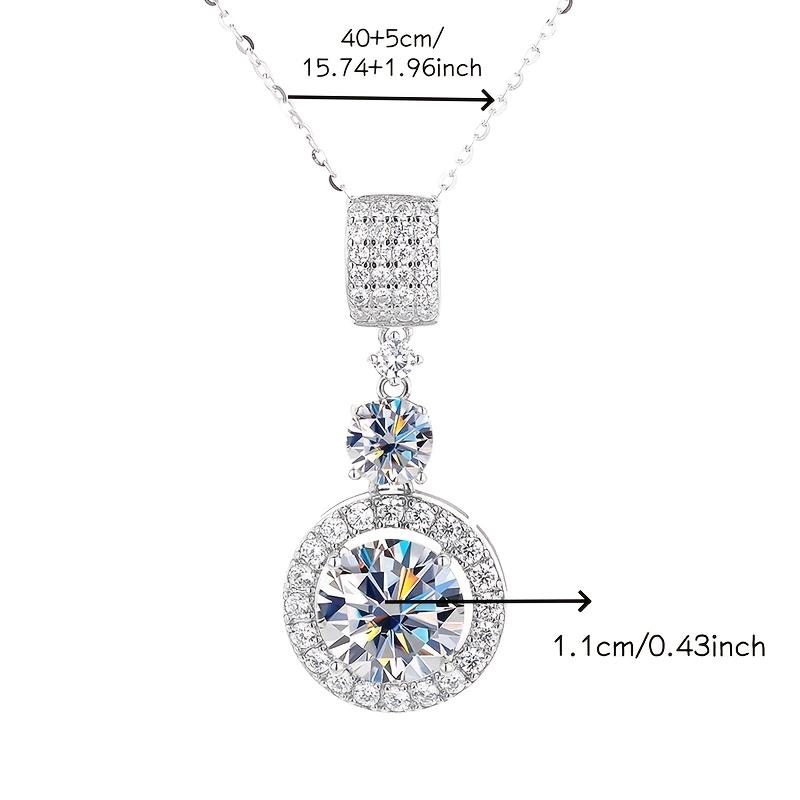 5 Carat Round Moissanite Pendant Necklace — 925 Sterling Silver